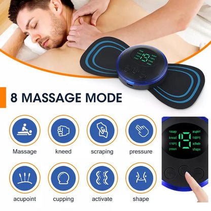 4PCS LCD Display EMS Neck Massage Electric Massager Cervical Neck Back Patch 8 Mode Pulse Muscle Stimulator Portable Relief Pain