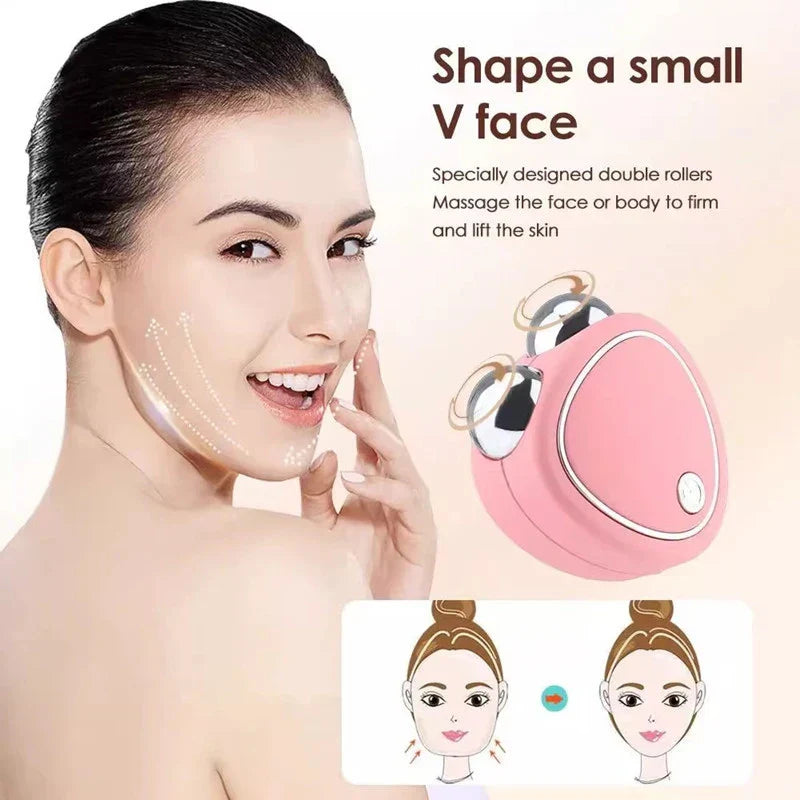 Electric Facial Lifting Roller EMS Massager with Gel Face Microcurrent Skin Tightening Rejuvenation Face Massage Beauty Care