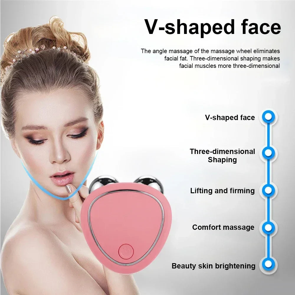 Electric Facial Lifting Roller EMS Massager with Gel Face Microcurrent Skin Tightening Rejuvenation Face Massage Beauty Care