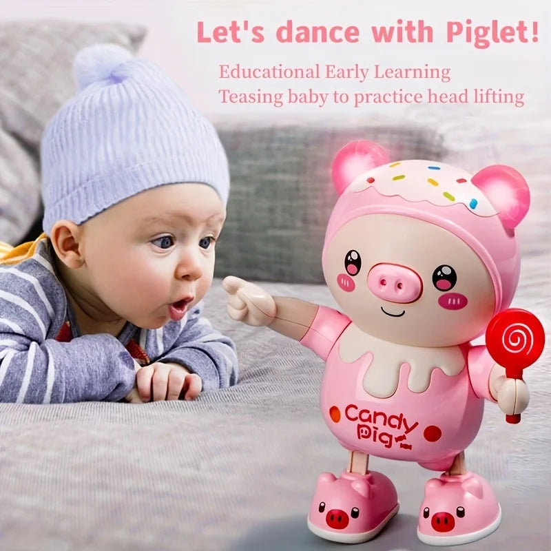 Upgraded Electronic Pets Pig Dancing Toy Doll, Electric Lighting Music Twisting Swing Left and Right Walking Cute Pig Smart Doll